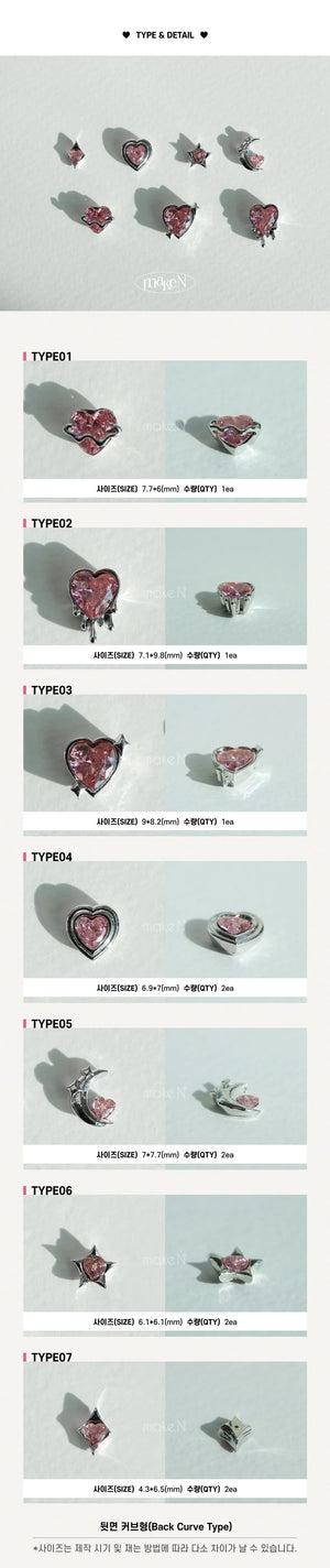Make.N X Pochit Rosebud Heart Nail Charm