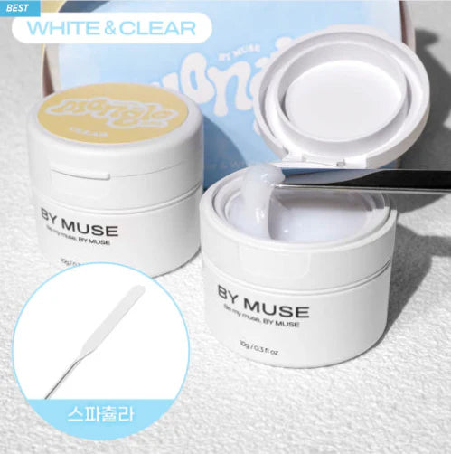 By Muse Mongle Embo Gel – Clear & White 3D Sculpting Gel Set + Free Spatula